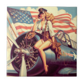  vliegtuig Pin-up Tegeltje (Voorkant)