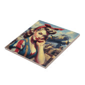  Vliegtuig Pin Up Tegeltje (Zijkant)