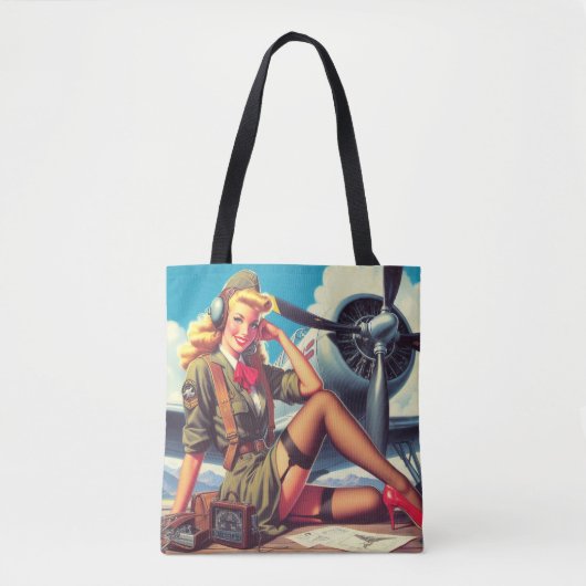  vliegtuig Pin-Up Tote Bag (Voorkant)