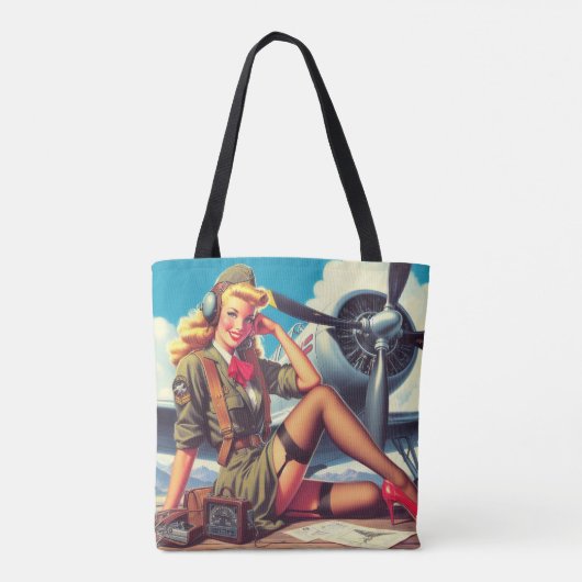  vliegtuig Pin-Up Tote Bag (Achterkant)
