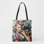 Vliegtuig Pin Up Tote Bag (Voorkant)
