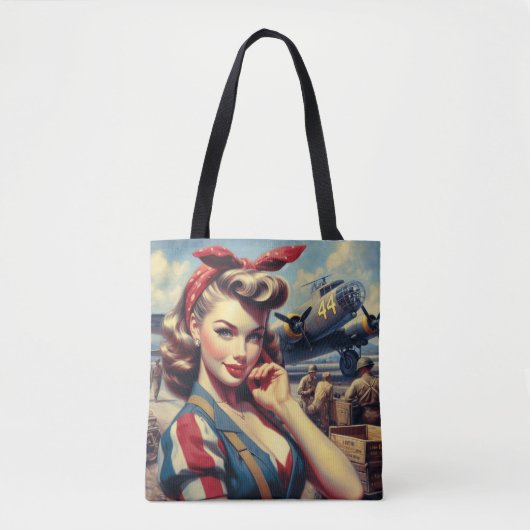 Vliegtuig Pin Up Tote Bag (Voorkant)
