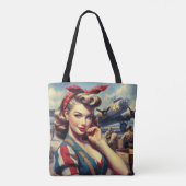 Vliegtuig Pin Up Tote Bag (Achterkant)