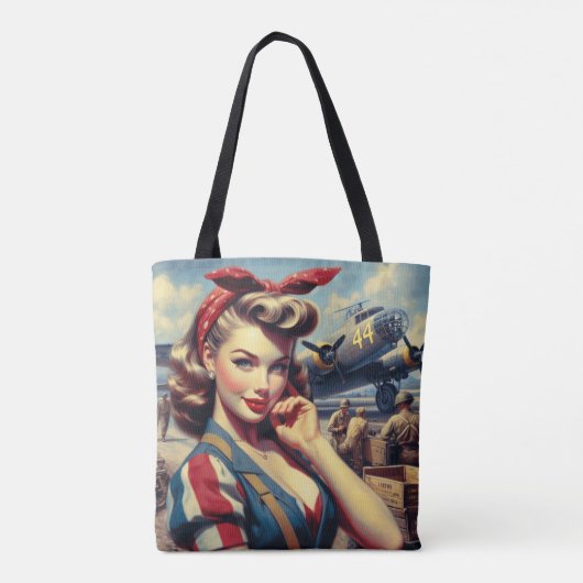  Vliegtuig Pin Up Tote Bag (Achterkant)