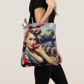 Vliegtuig Pin Up Tote Bag (Dichtbij)
