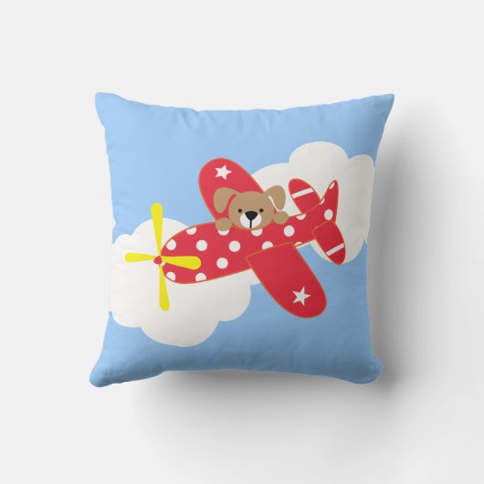 Vliegtuig Puppy Aangepaste Baby Geboorteaankondigi Kussen (Achterkant)