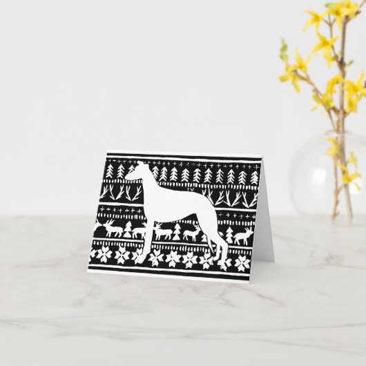 Vliegtuig Recht Kerstmis Linocut Kaart (Gele Bloem)