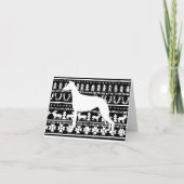 Vliegtuig Recht Kerstmis Linocut Kaart (Voorkant)