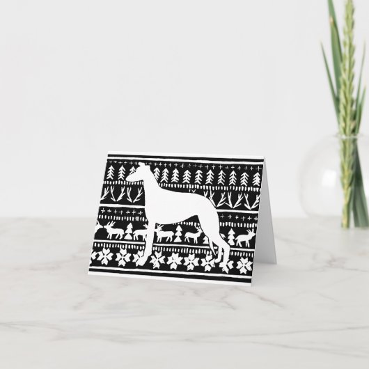 Vliegtuig Recht Kerstmis Linocut Kaart (Voorkant)