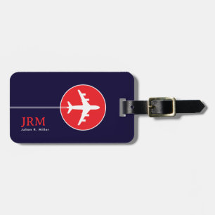 Vliegtuig Red Blue Travel Jet Bagagelabel