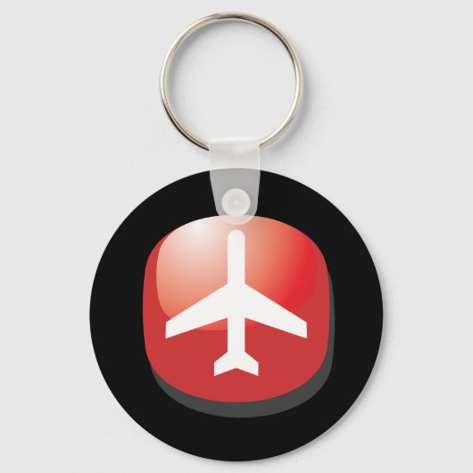 Vliegtuig Red Easy Button Sleutelhanger (Voorkant)