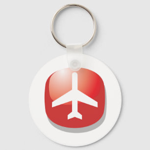 Vliegtuig Red Easy Button Sleutelhanger