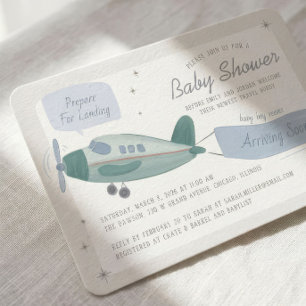 Vliegtuig Reis Baby Shower Uitnodiging
