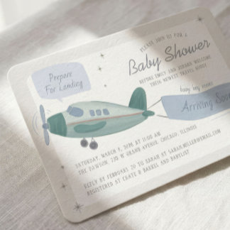 Vliegtuig Reis Baby Shower Uitnodiging