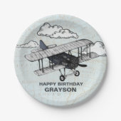 vliegtuig | Reis Birthday Papieren Bordje (Voorkant)