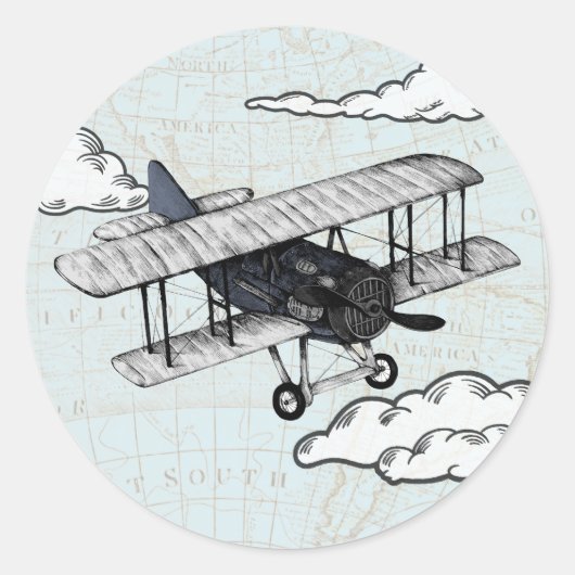 vliegtuig | Reisboegdop Ronde Sticker (Voorkant)