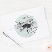 vliegtuig | Reisboegdop Ronde Sticker (Envelop)