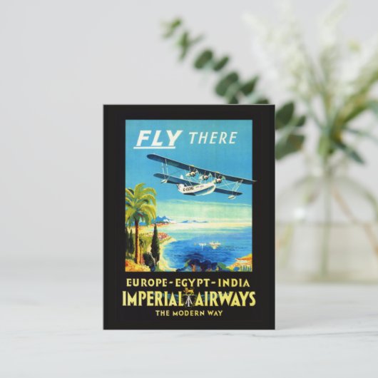  vliegtuig - Reisgeschenken en grinetten Briefkaart (Staand voorkant)