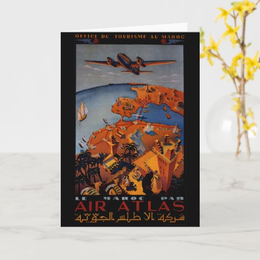  Vliegtuig - Reisgeschenken en groeten Kaart (Gele Bloem)