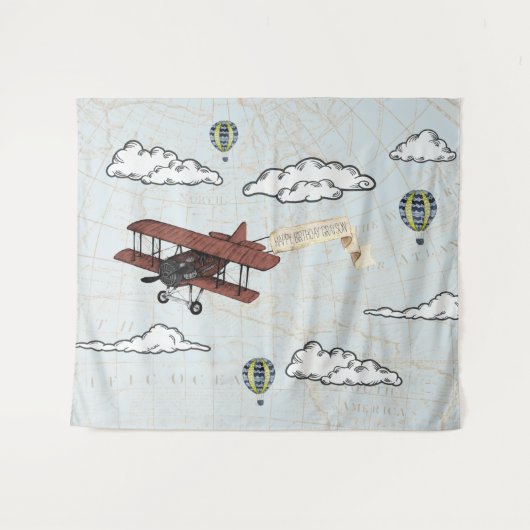 vliegtuig | Reisthema Achtergrond Wandkleed (Voorkant (horizontaal))