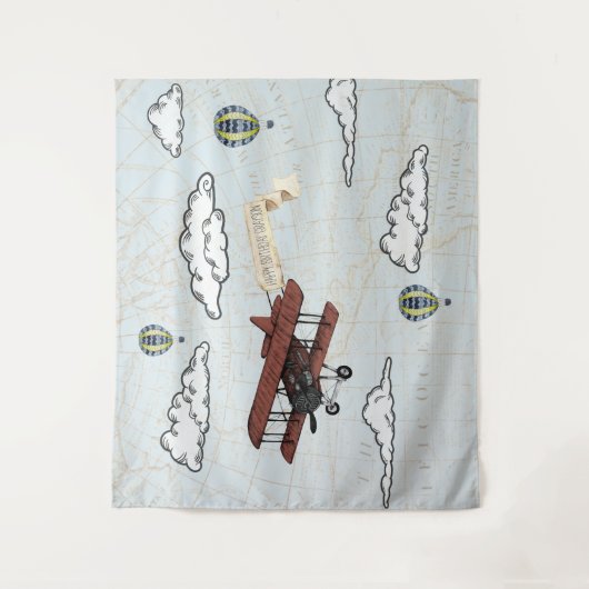  vliegtuig | Reisthema Achtergrond Wandkleed (Voorkant)