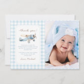 Vliegtuig Reizen 1e Verjaardagsfoto Bedankkaart (Voorkant)