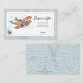 Vliegtuig Reizen Baby shower Luier Raffle Informatiekaartje (Voorkant / Achterkant)