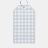  Vliegtuig Reizen Blue Gingham Baby shower Cadeaulabel (Achterkant)
