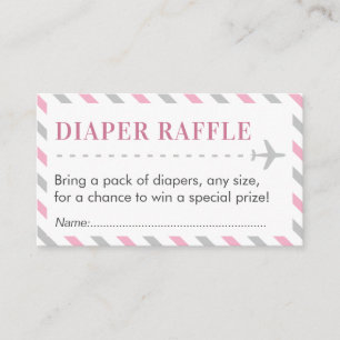 Vliegtuig Reizen Luier Raffle Ticket Baby shower Informatiekaartje