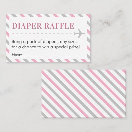 Vliegtuig Reizen Luier Raffle Ticket Baby shower Informatiekaartje (Voorkant / Achterkant)