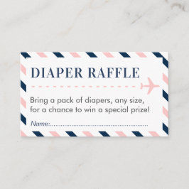 Vliegtuig Reizen Luier Raffle Ticket Baby shower Informatiekaartje