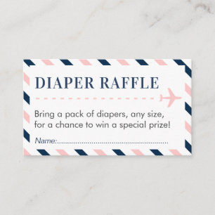 Vliegtuig Reizen Luier Raffle Ticket Baby shower Informatiekaartje