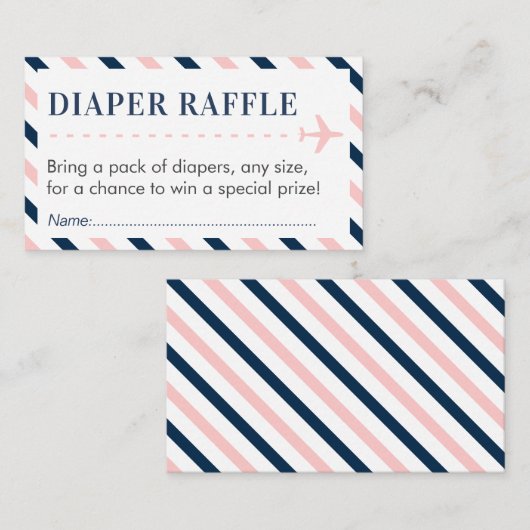 Vliegtuig Reizen Luier Raffle Ticket Baby shower Informatiekaartje (Voorkant / Achterkant)