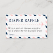 Vliegtuig Reizen Luier Raffle Ticket Baby shower Informatiekaartje (Voorkant)