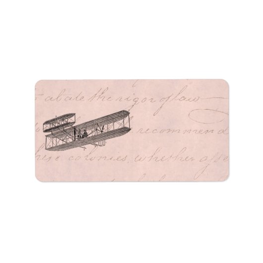  Vliegtuig Retro Oud Biplane Vlak Roze Etiket (Voorkant)