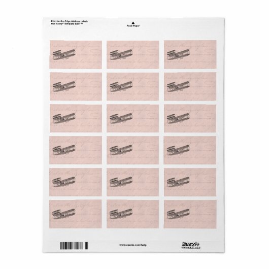  Vliegtuig Retro Oud Biplane Vlak Roze Etiket (Full Sheet)