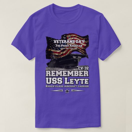 Vliegtuig rier USS Leyte CV32 T-shirt (Design voorkant)