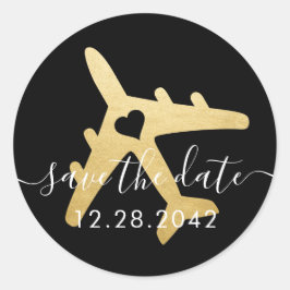 Vliegtuig Romantic Travel Destination Save the Dat Ronde Sticker
