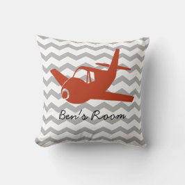 Vliegtuig rood en grijs kussen