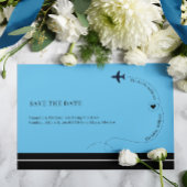 Vliegtuig Route Bestemming Trouwfoto Aankondigingskaart