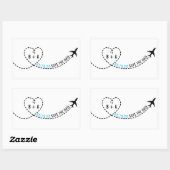 Vliegtuig Route Monogram Bruiloft Datum gepersonal Rechthoekige Sticker (Vel)