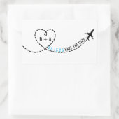 Vliegtuig Route Monogram Bruiloft Datum gepersonal Rechthoekige Sticker (Tas)