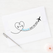 Vliegtuig Route Monogram Bruiloft Datum gepersonal Rechthoekige Sticker (Envelop)