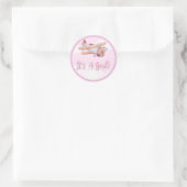 Vliegtuig roze Baby shower Sticker Het is een meis (Tas)