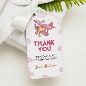 Vliegtuig Roze Meisje Dank u Label Cadeaulabel