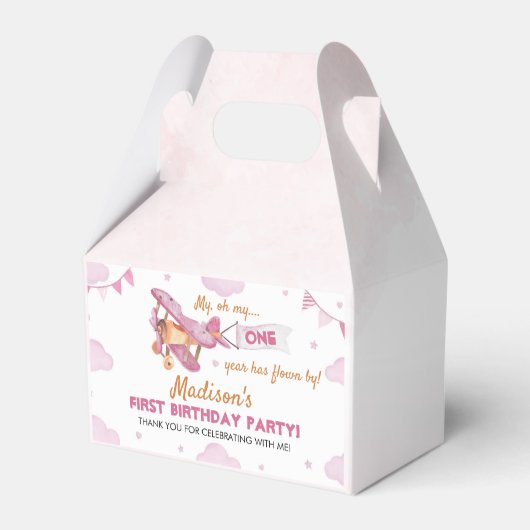  Vliegtuig Roze Meisje Verjaardagsgunst Box Bedankdoosjes (Achterkant)
