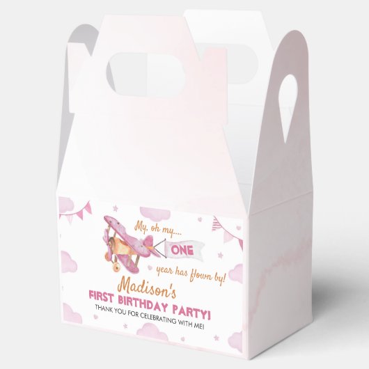  Vliegtuig Roze Meisje Verjaardagsgunst Box Bedankdoosjes (Geopend)