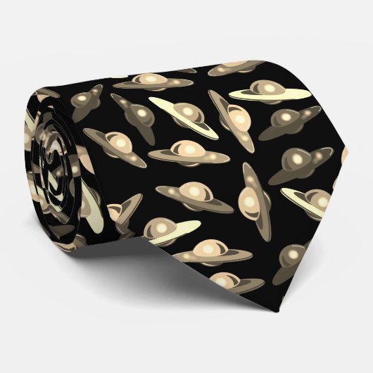 VLIEGTUIG SAUCER UFO BLACK Jetpackcorps Stropdas (Opgerold)