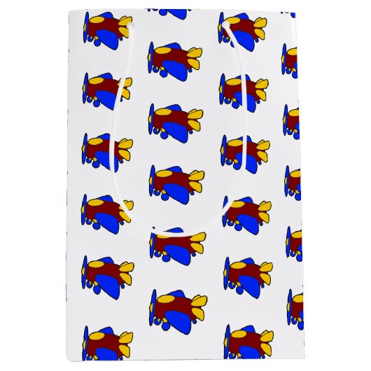 Vliegtuig Schattige Kleurrijke Cartoon Kinder Vlie Medium Cadeauzakje (Voorkant)