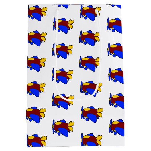 Vliegtuig Schattige Kleurrijke Cartoon Kinder Vlie Medium Cadeauzakje (Achterkant)